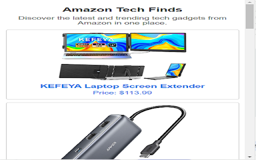 Amazon Tech Finds  from Chrome web store to be run with OffiDocs Chromium online