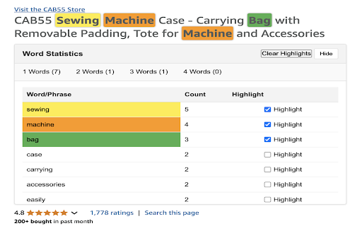 Amazon Word Statistics  from Chrome web store to be run with OffiDocs Chromium online