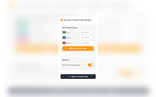 Amazon ZIP Code Helper  from Chrome web store to be run with OffiDocs Chromium online