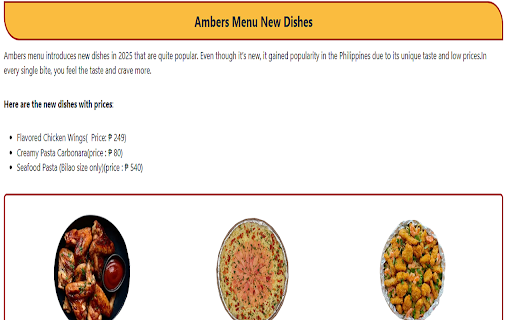Ambers Menu  from Chrome web store to be run with OffiDocs Chromium online