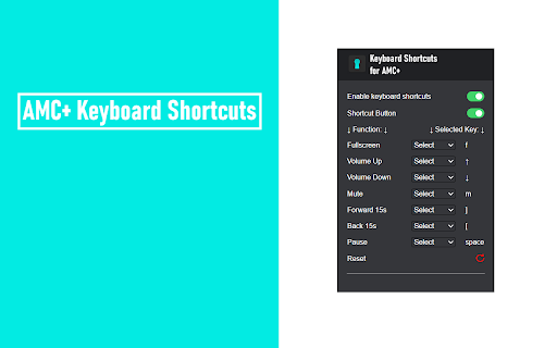 AMC+ Hotkeys: Keyboard Shortcuts  from Chrome web store to be run with OffiDocs Chromium online