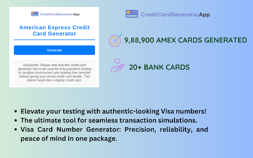 American Express Credit Card Generator  from Chrome web store to be run with OffiDocs Chromium online