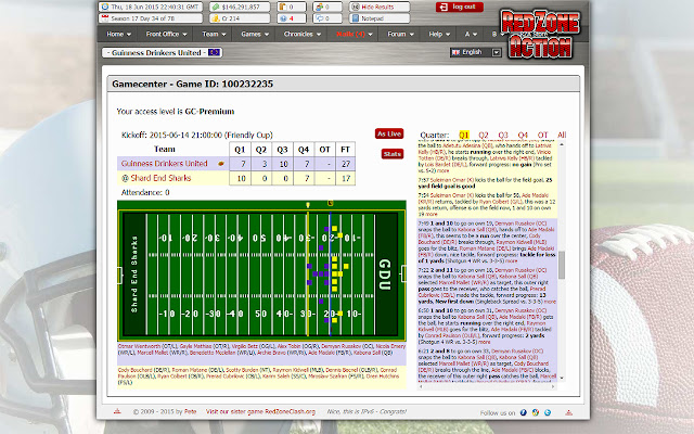 American Football Manager RedZoneAction.org  from Chrome web store to be run with OffiDocs Chromium online