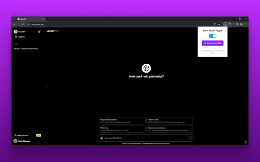 Amoled Dark Mode for ChatGPT  from Chrome web store to be run with OffiDocs Chromium online