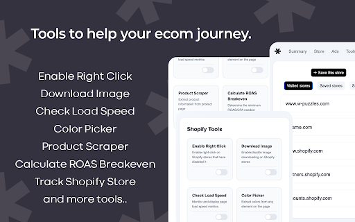 AmoseShopify Spy  Scraper (Dropshipping and eCommerce Tools)  from Chrome web store to be run with OffiDocs Chromium online