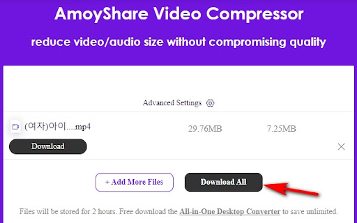 AmoyShare Video Compressor  from Chrome web store to be run with OffiDocs Chromium online