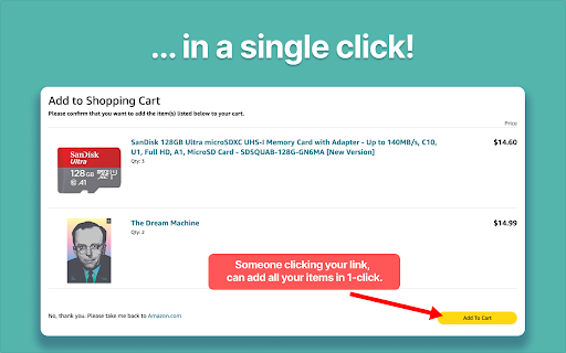 AMZ Cart Share: Share your Amazon cart in 1 click  from Chrome web store to be run with OffiDocs Chromium online