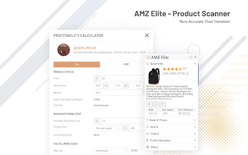 AMZ Elite Product Scanner  from Chrome web store to be run with OffiDocs Chromium online