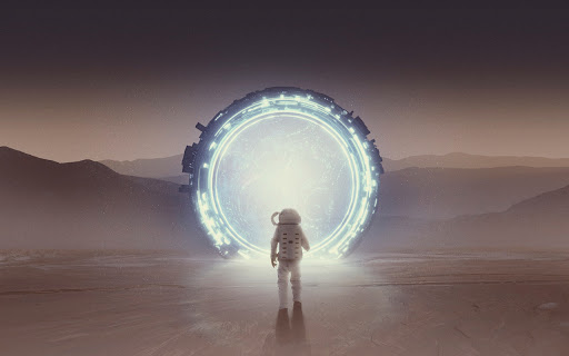 An astronaut approaches  from Chrome web store to be run with OffiDocs Chromium online