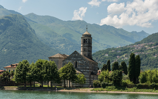 Ancient church next to a mountain lake  from Chrome web store to be run with OffiDocs Chromium online