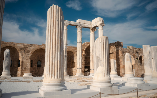 Ancient Roman Ruins in Side, Antalya under Blue Sky  from Chrome web store to be run with OffiDocs Chromium online