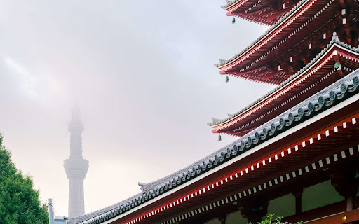 Ancient Temple in Tokyos Fog  from Chrome web store to be run with OffiDocs Chromium online