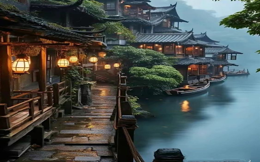 Ancient village along the lake wallpaper  from Chrome web store to be run with OffiDocs Chromium online