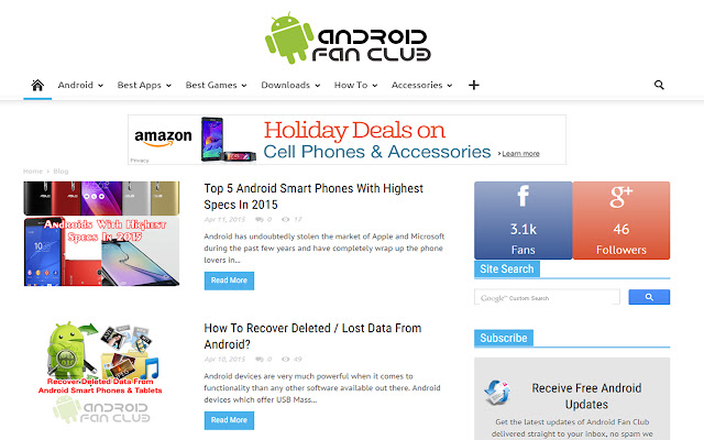 Android Fan Club  from Chrome web store to be run with OffiDocs Chromium online