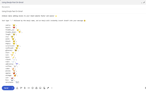 AnEmoji:For Gmail Emoji Users  from Chrome web store to be run with OffiDocs Chromium online