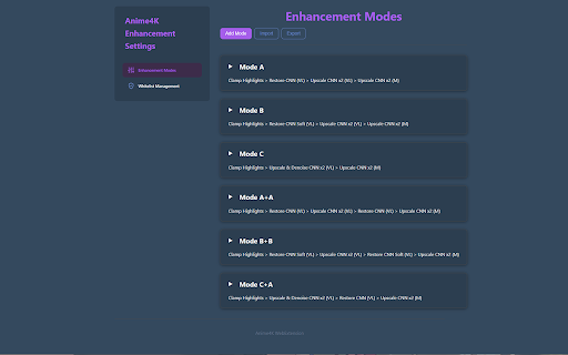 Anime4K WebExtension  from Chrome web store to be run with OffiDocs Chromium online