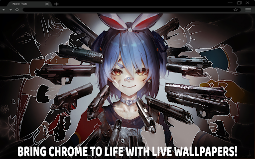 Anime Bunny Girl Surrounded by Guns Live Wallpaper  from Chrome web store to be run with OffiDocs Chromium online