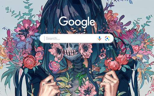 Anime Girl Mask Flower Digital Anime Theme  from Chrome web store to be run with OffiDocs Chromium online