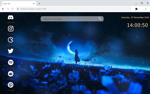 Anime Girl Moonlight Flower Field: Live Wallpaper for Chrome  from Chrome web store to be run with OffiDocs Chromium online