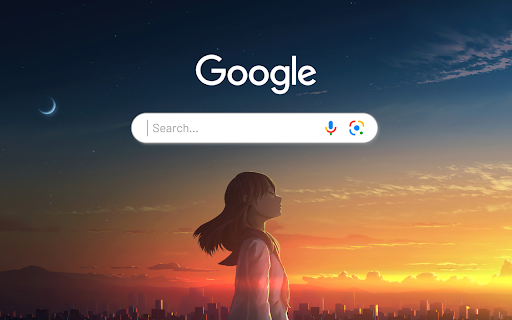 Anime Girl School Uniform Student Sunset Scenery Anime Theme  from Chrome web store to be run with OffiDocs Chromium online