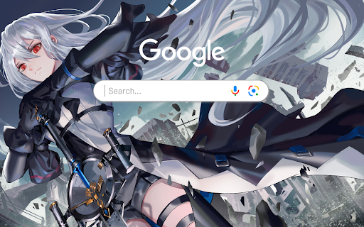 Anime Girl Warrior White Hair Skadi Arknights Anime Theme  from Chrome web store to be run with OffiDocs Chromium online