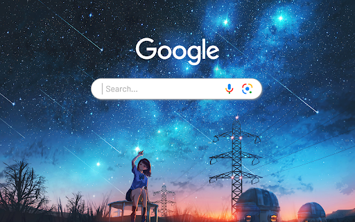 Anime School Girl Night Sky Stars Anime Theme  from Chrome web store to be run with OffiDocs Chromium online