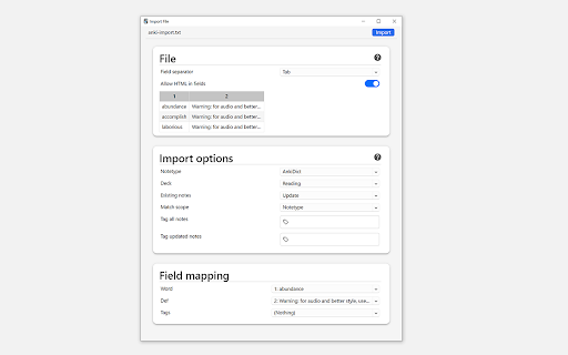 Anki Dictionary  from Chrome web store to be run with OffiDocs Chromium online