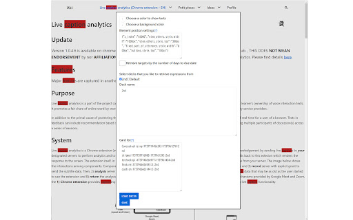Anki highlighter  from Chrome web store to be run with OffiDocs Chromium online