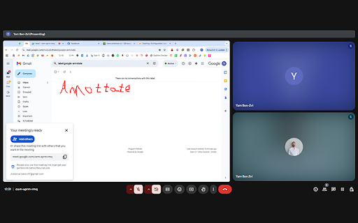 Annotate  Record for Google Meet: Visible to everyone including presenter  from Chrome web store to be run with OffiDocs Chromium online