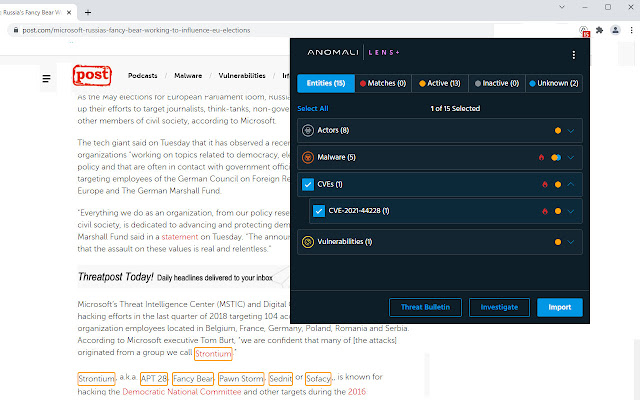 Anomali Lens  from Chrome web store to be run with OffiDocs Chromium online