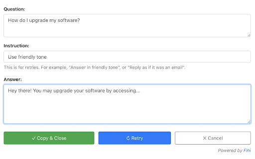 Answer with Fini  from Chrome web store to be run with OffiDocs Chromium online