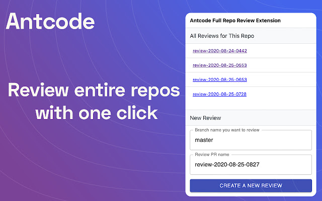 Antcode Full Repo Review Extension  from Chrome web store to be run with OffiDocs Chromium online