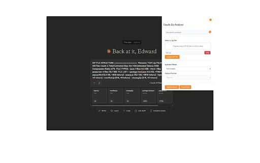 Anthropic Zip File Uploader  Analyzer Claude 3.7 Sonnet Dev Tool  from Chrome web store to be run with OffiDocs Chromium online