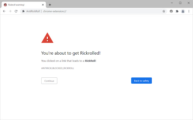 AntiRickRoll  from Chrome web store to be run with OffiDocs Chromium online