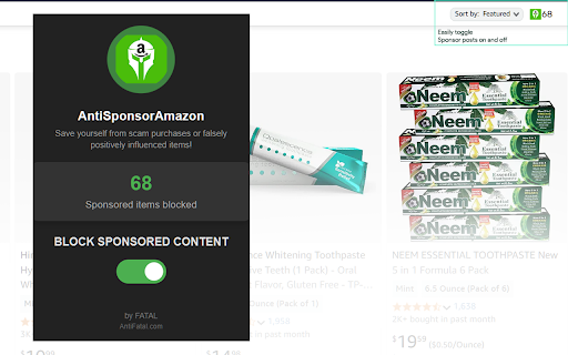 AntiSponsorAmazon by FATAL  from Chrome web store to be run with OffiDocs Chromium online