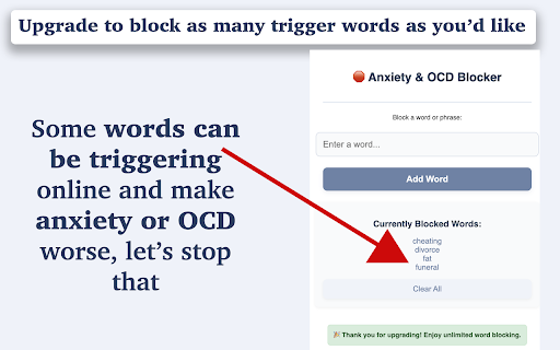 Anxiety  OCD Blocker Remove Trigger Words  from Chrome web store to be run with OffiDocs Chromium online