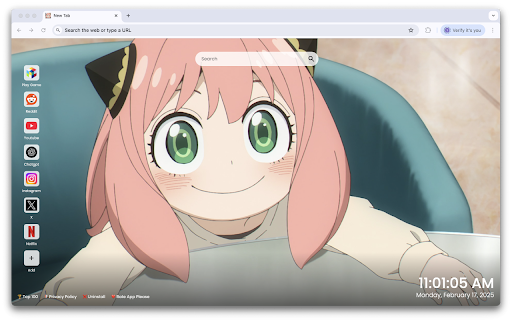 Anya Forger Wallpapers New Tab  from Chrome web store to be run with OffiDocs Chromium online