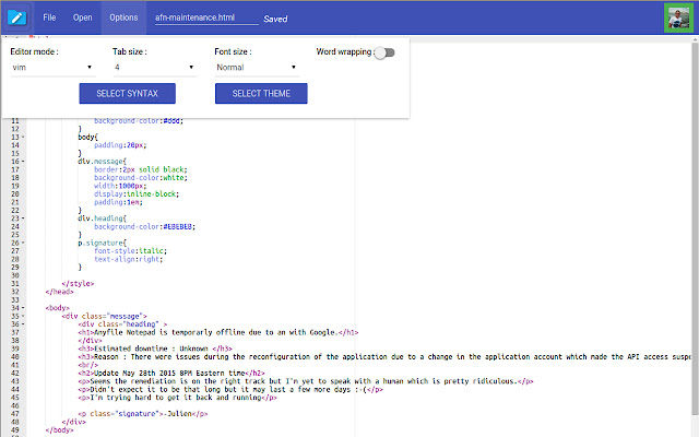 Anyfile Notepad  from Chrome web store to be run with OffiDocs Chromium online