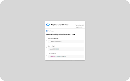 Anytrack Pixel Helper  from Chrome web store to be run with OffiDocs Chromium online