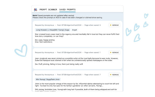 AO3 Prompt Scanner  from Chrome web store to be run with OffiDocs Chromium online