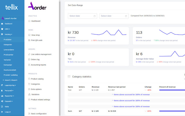 Aorder/Tellix integration  from Chrome web store to be run with OffiDocs Chromium online