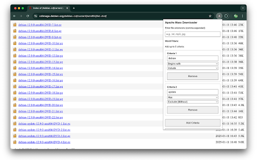 Apache Mass Downloader  from Chrome web store to be run with OffiDocs Chromium online