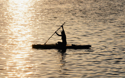 A person paddling in the water at sunset  from Chrome web store to be run with OffiDocs Chromium online