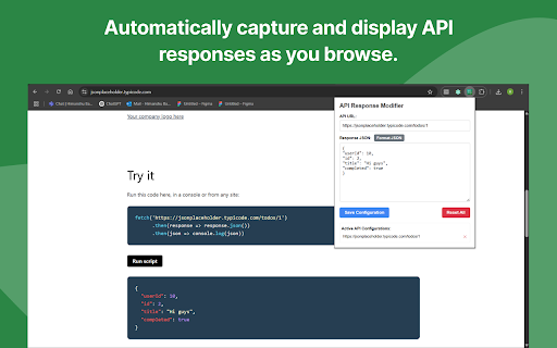 API Response Modifier  from Chrome web store to be run with OffiDocs Chromium online
