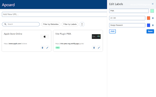 Apoard Save Links  from Chrome web store to be run with OffiDocs Chromium online