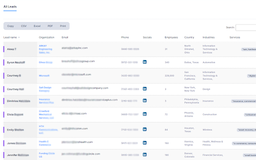 Apollo Lead Scraper by TaskAGI  from Chrome web store to be run with OffiDocs Chromium online