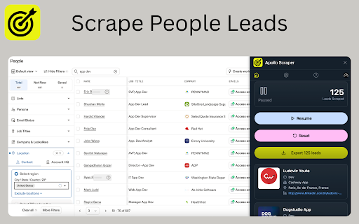 Apollo Scraper Extract  Export Apollo B2B Leads  from Chrome web store to be run with OffiDocs Chromium online