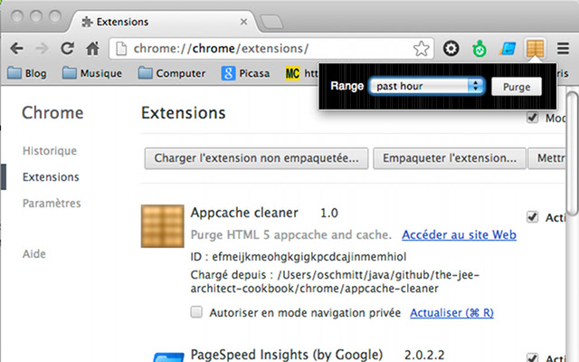 Appcache cleaner  from Chrome web store to be run with OffiDocs Chromium online