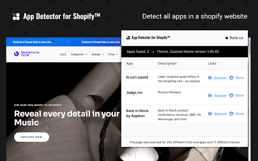 App Detector for Shopify™  from Chrome web store to be run with OffiDocs Chromium online