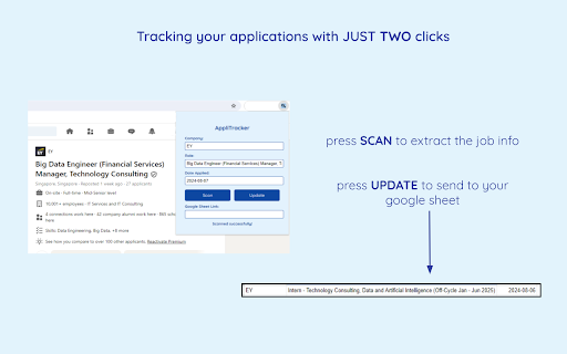 AppliTracker  from Chrome web store to be run with OffiDocs Chromium online